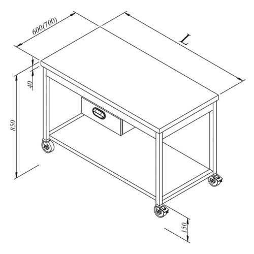 Çalışma Tezgahı Taban Raflı Tek Çekim Hareketli 140x60 Cm