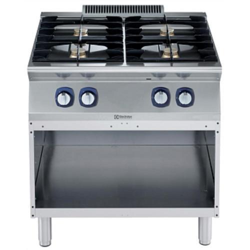 Endüstriyel 4 Açık Ateşli Gazlı Ocak, Açık Alt Dolaplı Her Brulör 5,5 Kw - 800 Mm E7GCGH4CO0