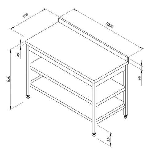 Çalışma Tezgahı Ara Raflı Sırtlı 100x60 Cm