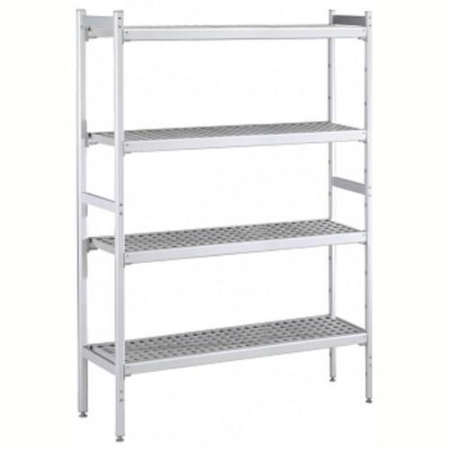 Düz Etejer Seti, Aluminyum Ayaklı, 4 Raflı, Her Raf Demonte Polietilen Tabletlerden Oluşur, Tabletler Bulaşık Makinesinde Yıkanabilir - 475x2048 Mm, H=1700 Mm BLS2048