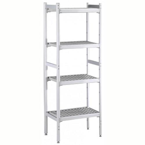 Düz Etejer Seti, Aluminyum Ayaklı, 4 Raflı, Her Raf Demonte Polietilen Tabletlerden Oluşur, Tabletler Bulaşık Makinesinde Yıkanabilir - 475x1037 Mm, H=1700 Mm BLS1038