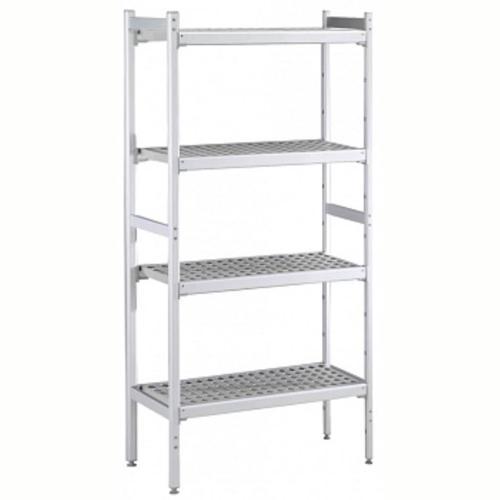 Düz Etejer Seti, Aluminyum Ayaklı, 4 Raflı, Her Raf Demonte Polietilen Tabletlerden Oluşur, Tabletler Bulaşık Makinesinde Yıkanabilir - 475x1394 Mm, H=1700 Mm BLS1394