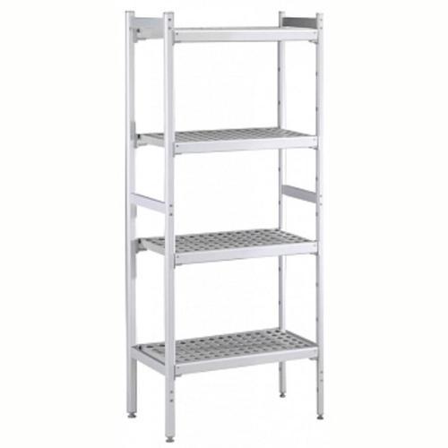 Düz Etejer Seti, Aluminyum Ayaklı, 4 Raflı, Her Raf Demonte Polietilen Tabletlerden Oluşur, Tabletler Bulaşık Makinesinde Yıkanabilir - 475x1216 Mm, H=1700 Mm BLS1216