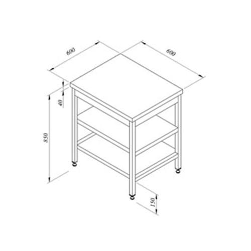 Çalışma Tezgahı Taban Raflı Sırtsız 100x70 Cm