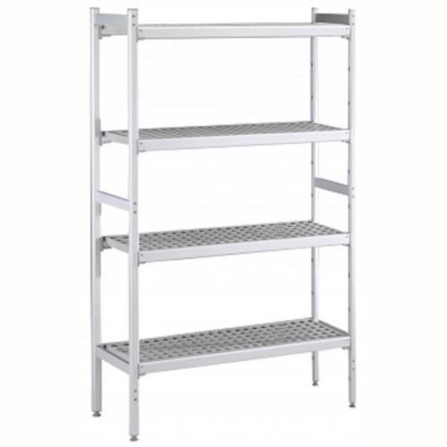 Düz Etejer Seti, Aluminyum Ayaklı, 4 Raflı, Her Raf Demonte Polietilen Tabletlerden Oluşur, Tabletler Bulaşık Makinesinde Yıkanabilir - 475x1784 Mm, H=1700 Mm BLS1784