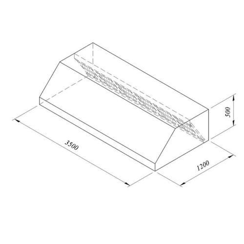 Filtreli Duvar Tipi Davlumbaz, 350x120 Cm
