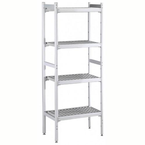 Düz Etejer Seti, Aluminyum Ayaklı, 4 Raflı, Her Raf Demonte Polietilen Tabletlerden Oluşur, Tabletler Bulaşık Makinesinde Yıkanabilir - 475x1126 Mm, H=1700 Mm BLS1126