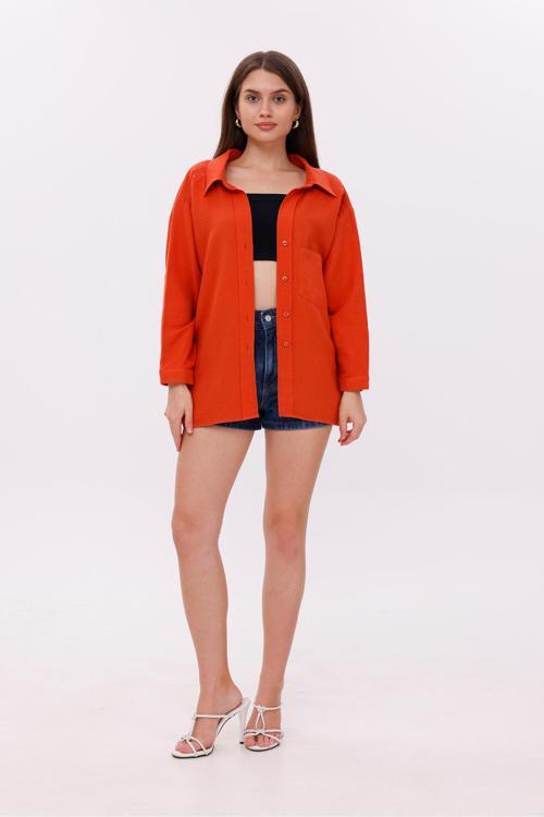 Ön Cepli Düğmeli Müslin Gömlek