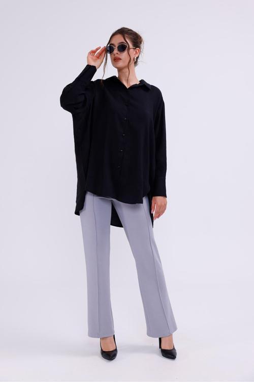 Oversıze Yarasa Kol Gömlek