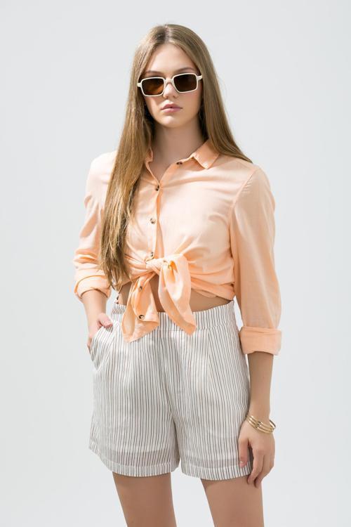 Yandan Fermuarlı Astarlı Şort