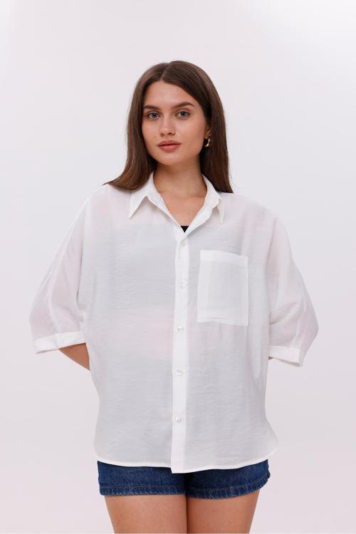 Önden Cepli Düşük Kol Modal Gömlek