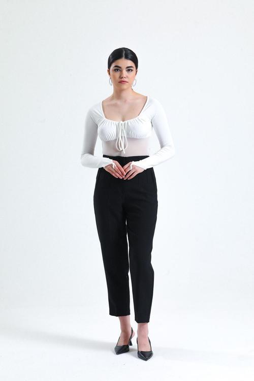 Siyah Yüksek Bel Havuç Model Kadın Pantolon
