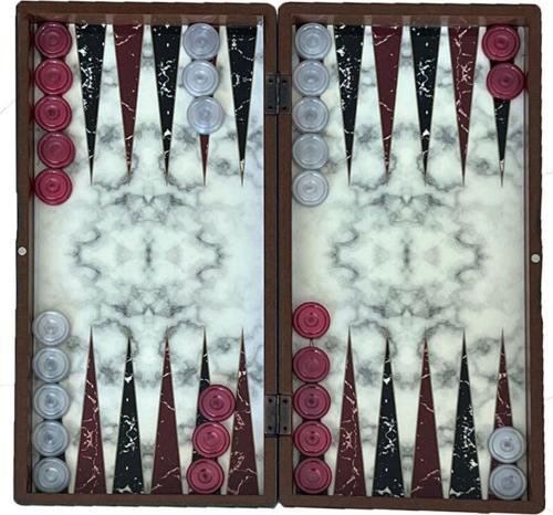 Marble Beyaz Büyük Boy Tavla Takımı