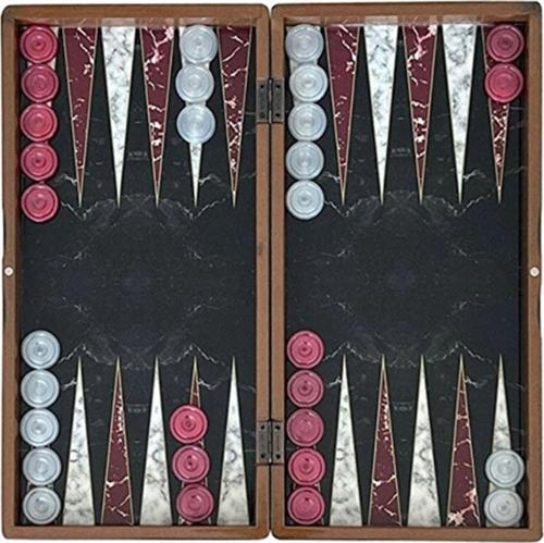 Marble Siyah Büyük Boy Tavla Takımı