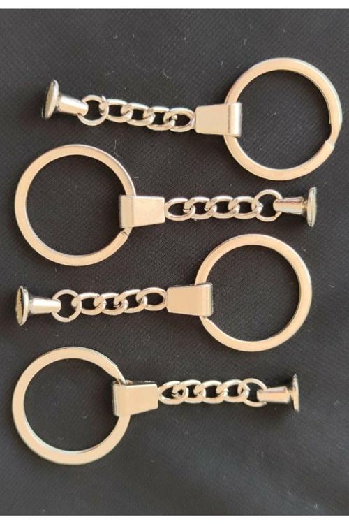 Zincirli Anahtarlık Halkası 60 Adet Çap 3 Cm 1.Kalite Yapıştırma Aparatlı