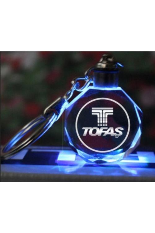 Tofaş Logolu 7 Renk Yanan Led Işıklı 3D Araba Anahtarlık Yedek Pil Hediye