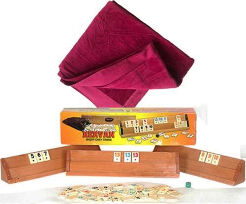 Okey Takımı Set - Ahşap Ağaç Okey + Masa Örtüsü