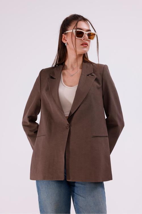 İçi Astarlı Haki Blazer Ceket
