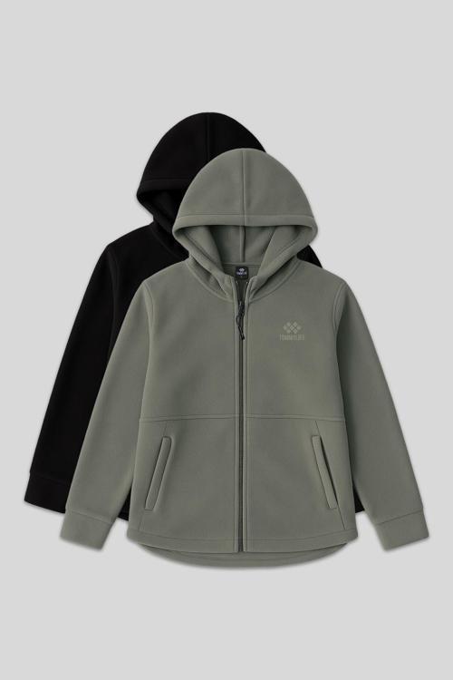 Rahat Form Kapüşonlu 2li Paket Siyah-Çağla Kadın Polar Sweatshirt - 97233