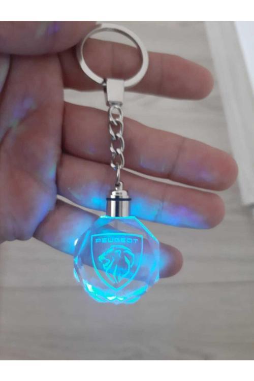 Peugeot 7 Renk Yanan Led Işıklı Araba Anahtarlığı Peugeot Anahtarlık