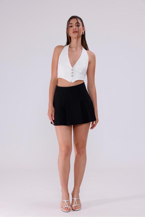 Önden Pileli Şort Etek