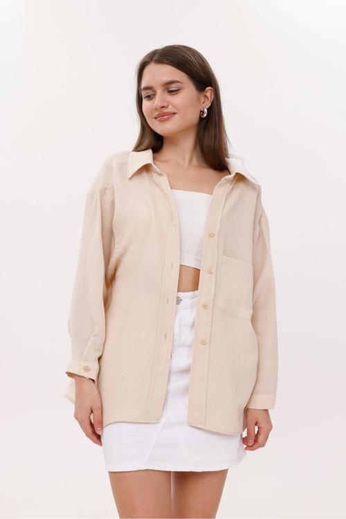 Ön Cepli Düğmeli Müslin Gömlek