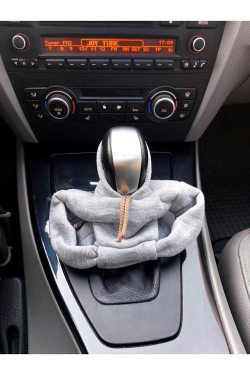 Vites Kılıfı Uyumlu Kapşonlu Sweatshirt Geçirmeli Vites Topuzu Kılıfı Gri Renk