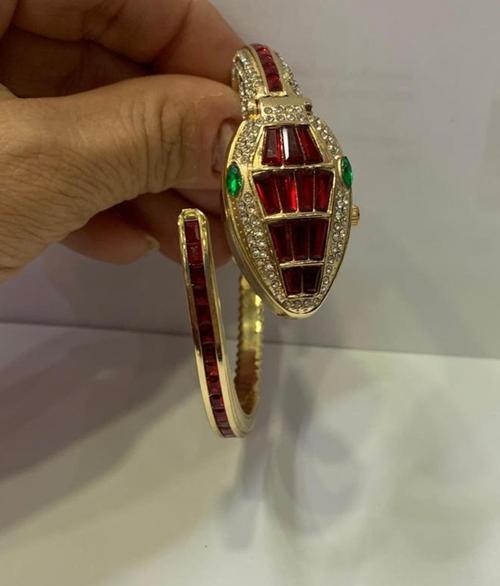 Altın Renk Yılan Saat -Kapaklı, Dolamalı Saat, Kol Saati-C22