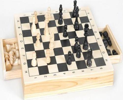 Ithal Polyester Çekmeceli Satranç Takımı Beyaz