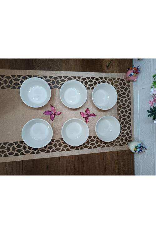 6 Parça Porselen Yaldızlı Kase Beyaz