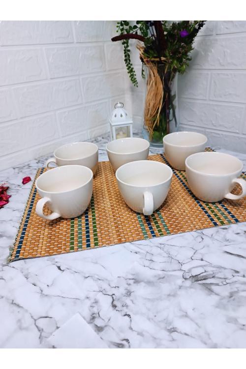 Beyaz Porselen 6 Lı Çay Kahve Fincanı 200 Ml