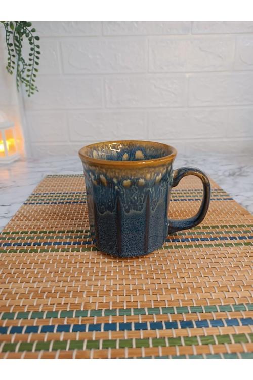 Home Atristk Desenli Mavi Seramik Kupa Bardak