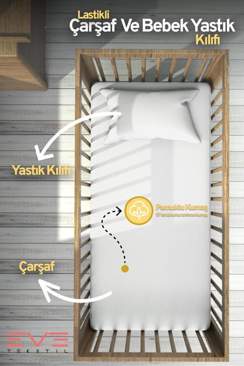Bebek & Çocuk Antialerjik Pamuklu RanForce Lastikli Çarşaf ve Yastık Kılıfı Takımı
