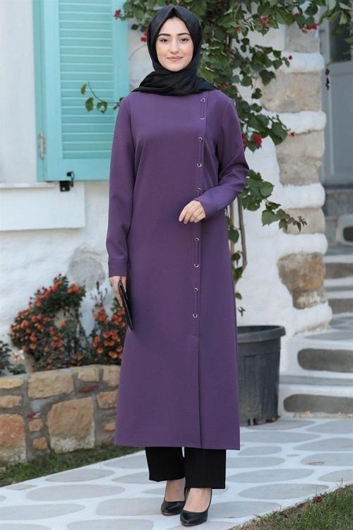 Rümeysa Tesettür Takım Mor