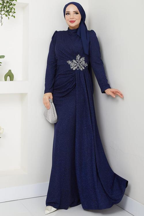 Gözde Tesettür Abiye Lacivert