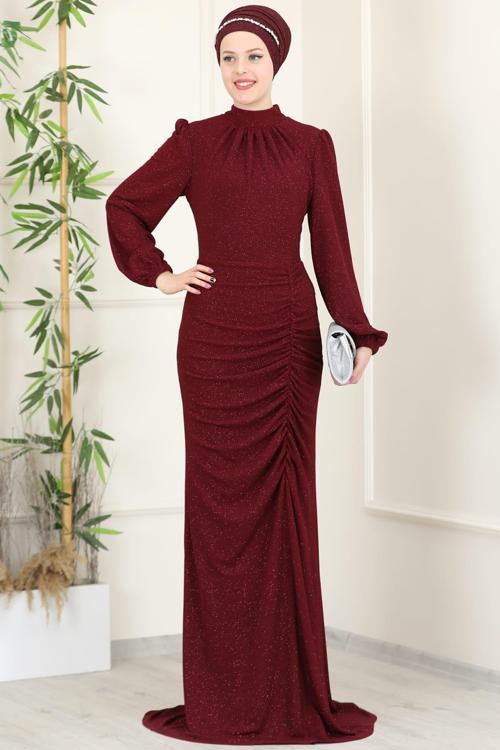 Rüya Tesettür Abiye Bordo