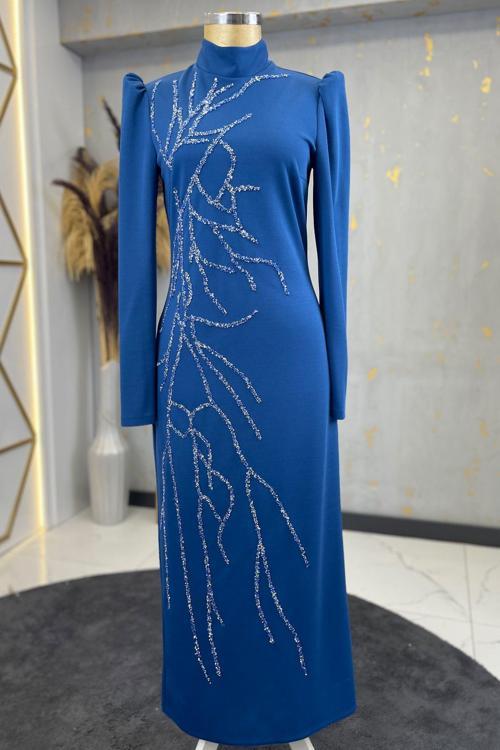 Tuana Tesettür Abiye Mavi