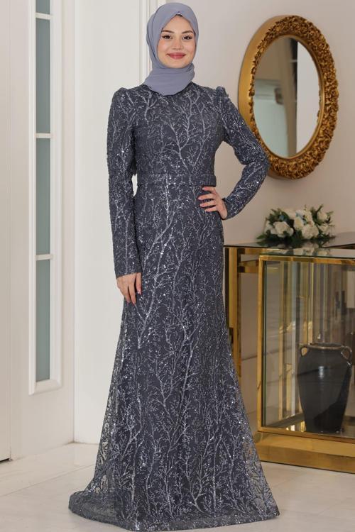 Tuana Tesettür Abiye Antrasit