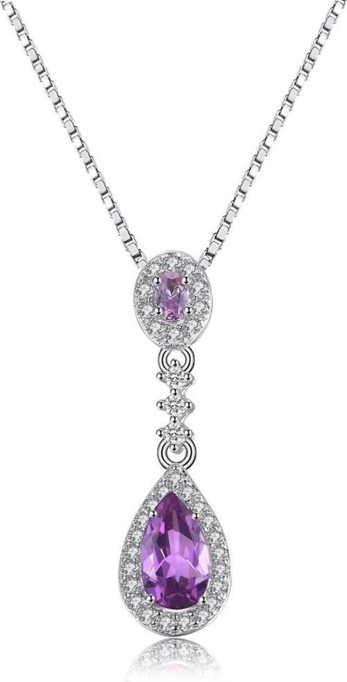 Ametist Taşı Lusso Damla Diamond Kadın Gümüş Kolye