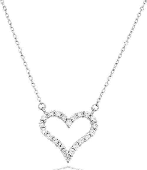 Diamond Swarovski Taşlı Kalp Kadın Gümüş Kolye