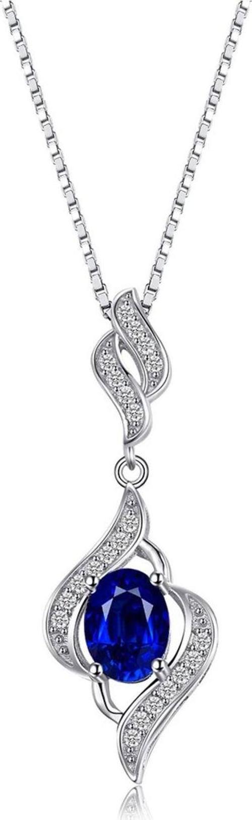 Safir Taşlı Gözyaşı Damla Model Sallantılı Kadın Gümüş Kolye