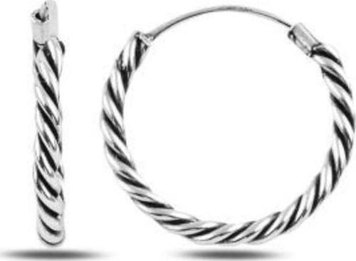 925 Ayar 20mm Burgu Model Oksitli Halka Bayan Küpe