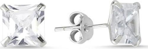 925 Ayar 6mm Kare Form Zirkon Tektaş Küpe