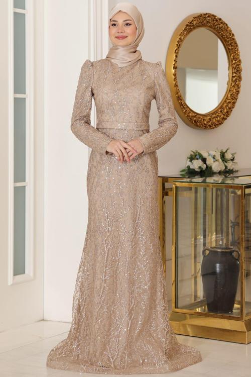 Tuana Tesettür Abiye Gold