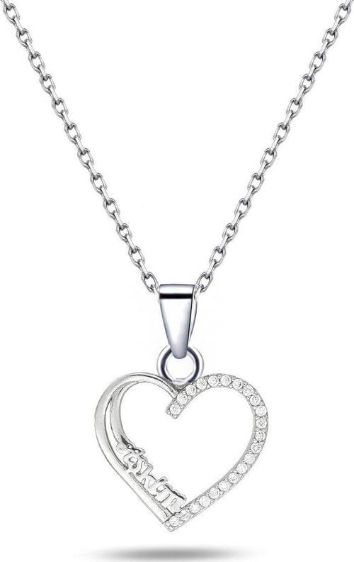 925 Ayar Gümüş Zirkon Taşlı Kalp Aşkım Yazılı Kadın kolye