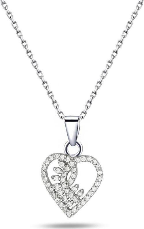 925 Ayar Gümüş Zirkon Taşlı Kalp Buğday Başak Kadın kolye