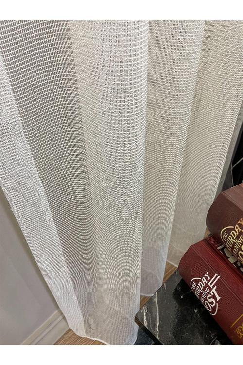Modern Zırh Görünümlü 1/2,5 Pile - Ekru - Krem Tül Perde