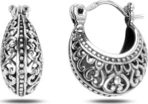925 Ayar Kalp Desenli Oksitli Çanta Kadın Küpe