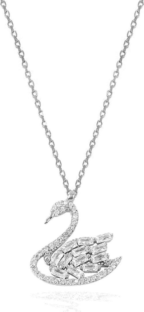 925 Ayar Kuğu Baget Taşlı Taşlı Bayan Gümüş Kolye