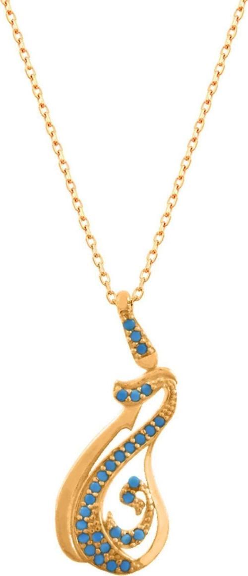 Gümüş Firuze Taşlı Vav Semazen Bayan Gümüş Kolye